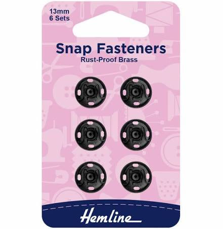 Hemline Black Snap Fasteners