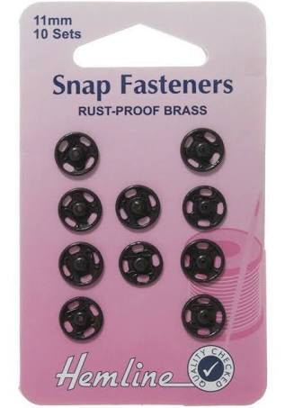 Hemline Black Snap Fasteners