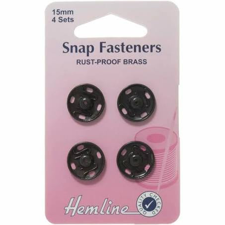 Hemline Black Snap Fasteners