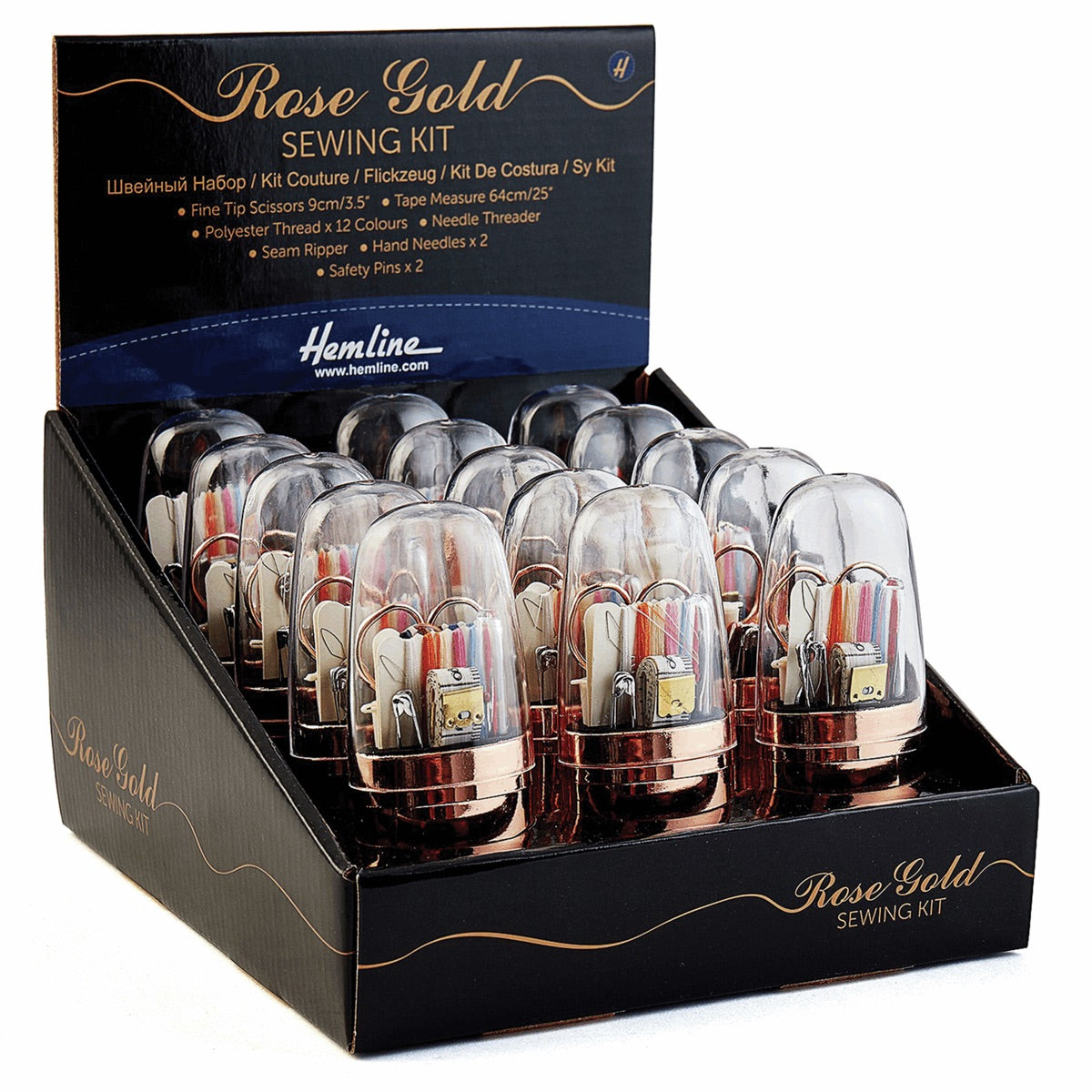 Hemline Rose Gold Bullet Sewing Kit