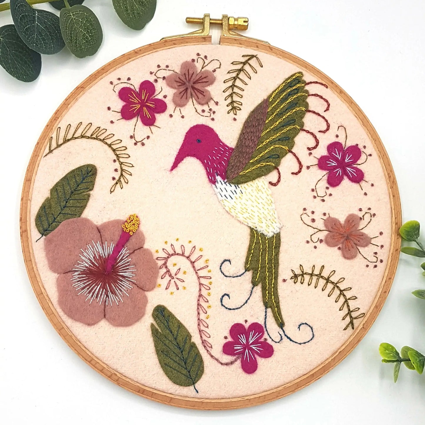 Wool Mix Felt Applique Hoop Kit - Humming Bird