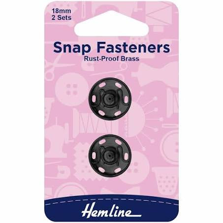 Hemline Black Snap Fasteners