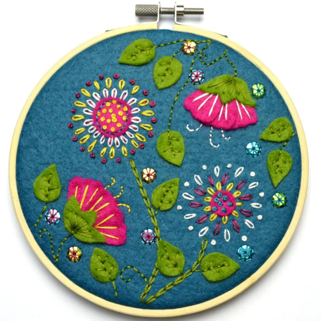 Wool Mix Felt Appliqué Hoop Kit - Tropical Flowers